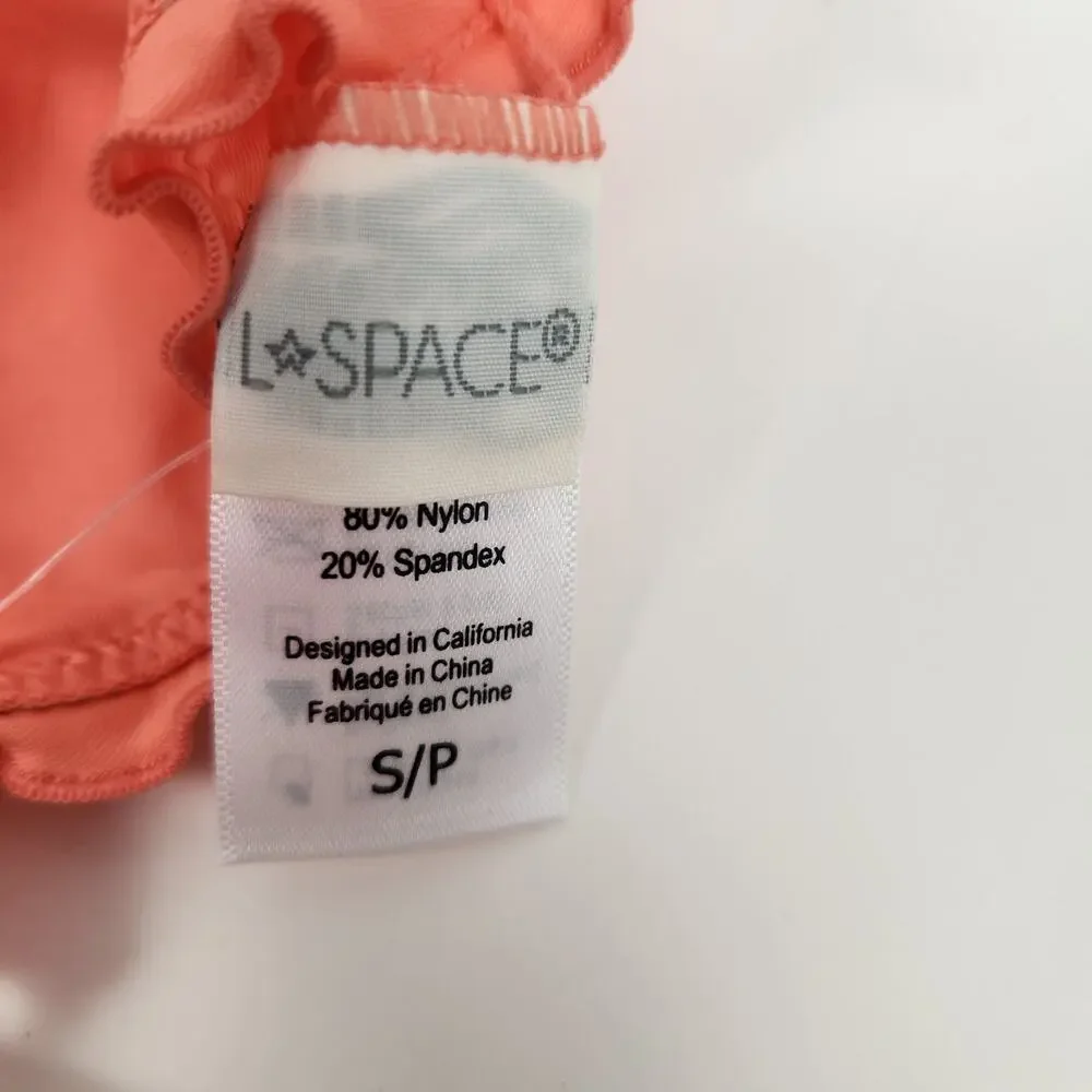 L*Space Maggie Bikini Top in Coral Size Small NWT Ruffle Triangle
